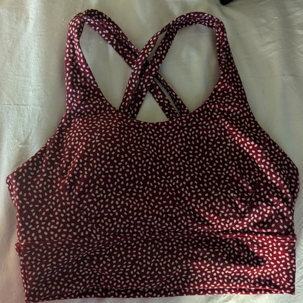 Buffbunny Rosa Sports bra - vineyard dark red bossy print (Small)